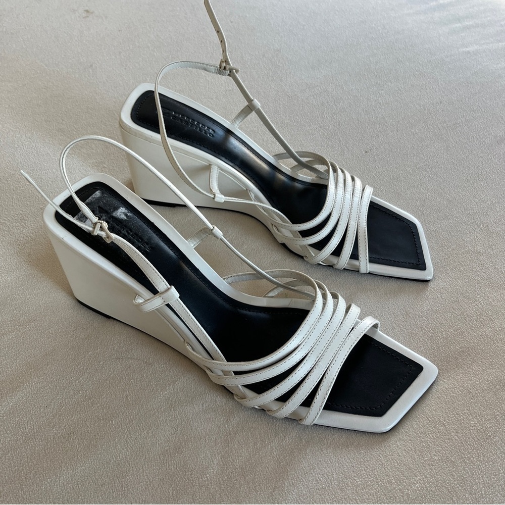 Mercedes Castillo Julia Cream Wedge Strappy Sandals Size 41 US 11